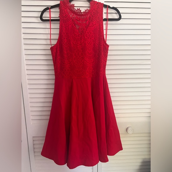 Woman's Fiery Red Francesca's Lace Dress - Picture 5 of 6